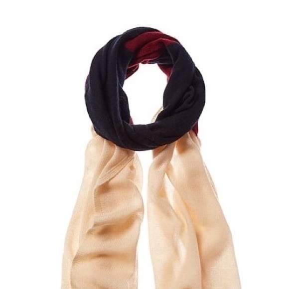 100 Cashmere Scarf Navy Colorblocked 